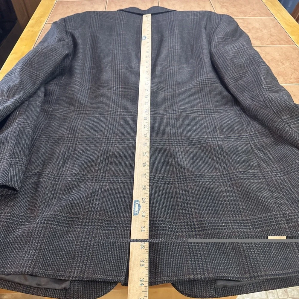Jos A Bank Brown Glen‎ Plaid 100% Wool Sport Coat Jacket Blazer Sz 46XL Flannel